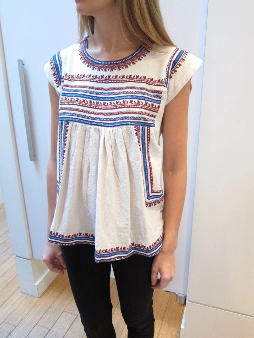 ISABEL MARANT Dumas Embroidered Bohemian Raw Silk Top 40 US 6/8